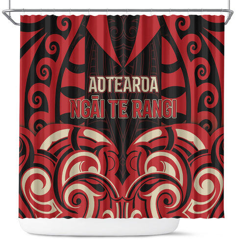 Aotearoa Ngai Te Rangi Shower Curtain New Zealand Traditional Maori Pattern