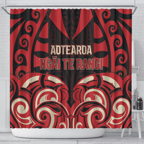 Aotearoa Ngai Te Rangi Shower Curtain New Zealand Traditional Maori Pattern