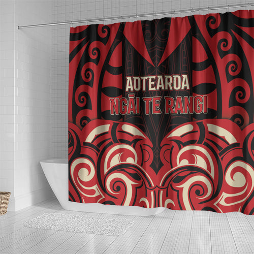 Aotearoa Ngai Te Rangi Shower Curtain New Zealand Traditional Maori Pattern