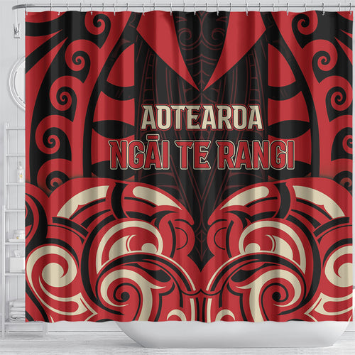 Aotearoa Ngai Te Rangi Shower Curtain New Zealand Traditional Maori Pattern