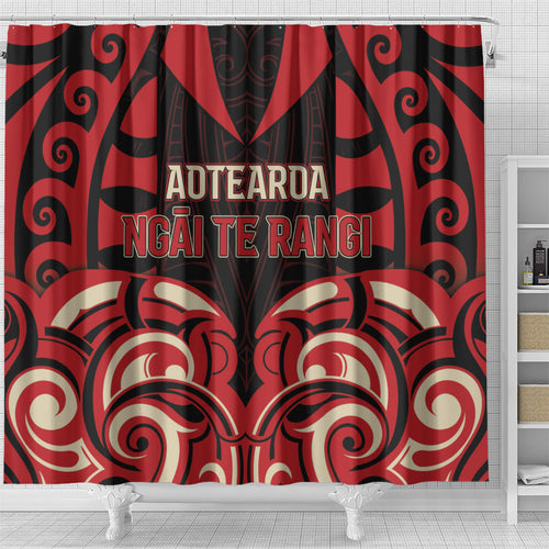 Aotearoa Ngai Te Rangi Shower Curtain New Zealand Traditional Maori Pattern