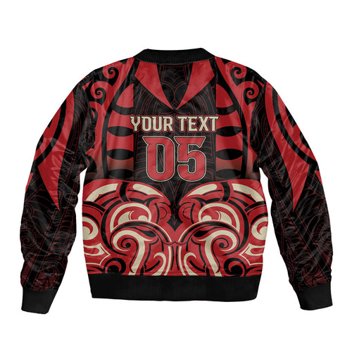 Custom Aotearoa Ngai Te Rangi Sleeve Zip Bomber Jacket New Zealand Traditional Maori Pattern