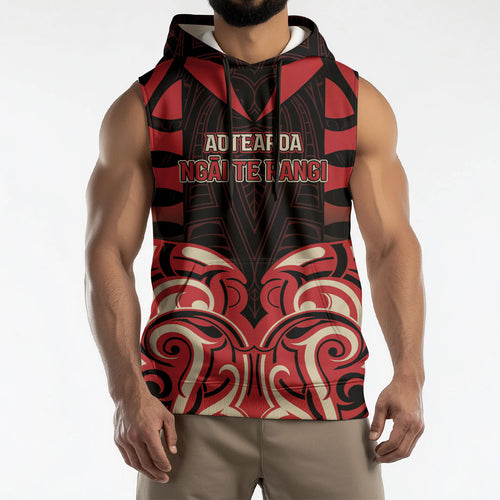 Custom Aotearoa Ngai Te Rangi Sleeveless Hoodie New Zealand Traditional Maori Pattern