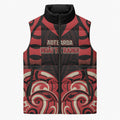 Custom Aotearoa Ngai Te Rangi Sleeveless Puffer Jacket New Zealand Traditional Maori Pattern