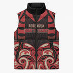 Custom Aotearoa Ngai Te Rangi Sleeveless Puffer Jacket New Zealand Traditional Maori Pattern