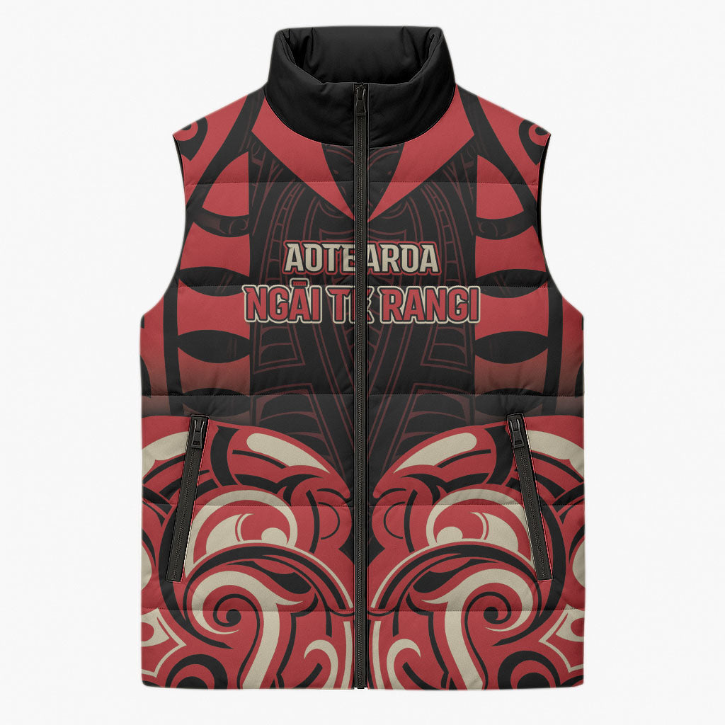 Custom Aotearoa Ngai Te Rangi Sleeveless Puffer Jacket New Zealand Traditional Maori Pattern