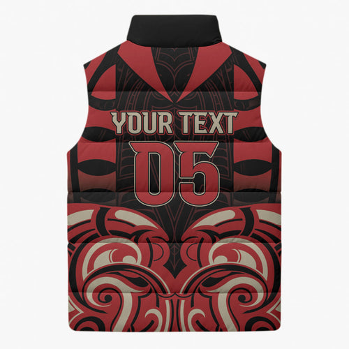 Custom Aotearoa Ngai Te Rangi Sleeveless Puffer Jacket New Zealand Traditional Maori Pattern