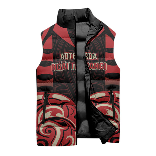 Custom Aotearoa Ngai Te Rangi Sleeveless Puffer Jacket New Zealand Traditional Maori Pattern