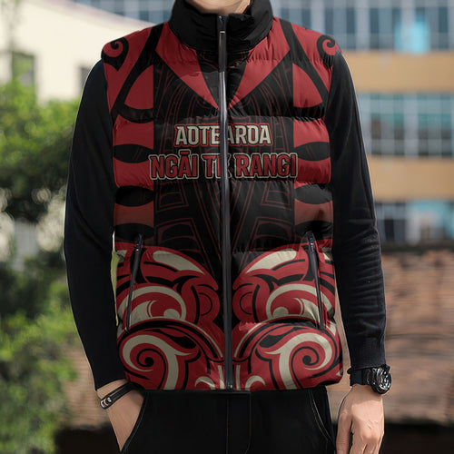 Custom Aotearoa Ngai Te Rangi Sleeveless Puffer Jacket New Zealand Traditional Maori Pattern