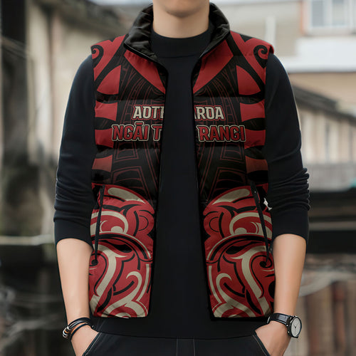 Custom Aotearoa Ngai Te Rangi Sleeveless Puffer Jacket New Zealand Traditional Maori Pattern
