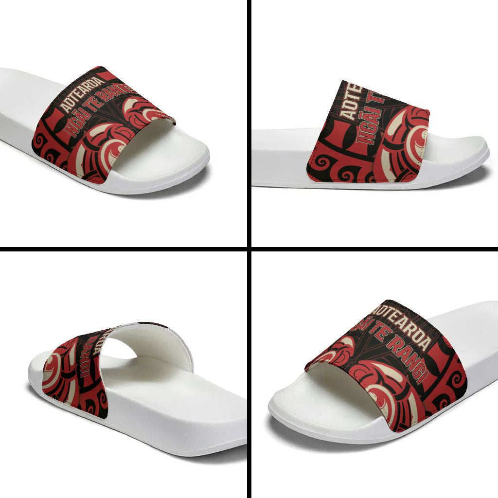 Aotearoa Ngai Te Rangi Slide Sandals New Zealand Traditional Maori Pattern