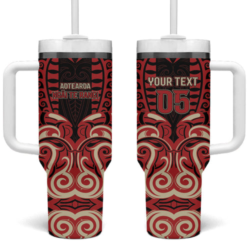 Custom Aotearoa Ngai Te Rangi Tumbler With Handle New Zealand Traditional Maori Pattern