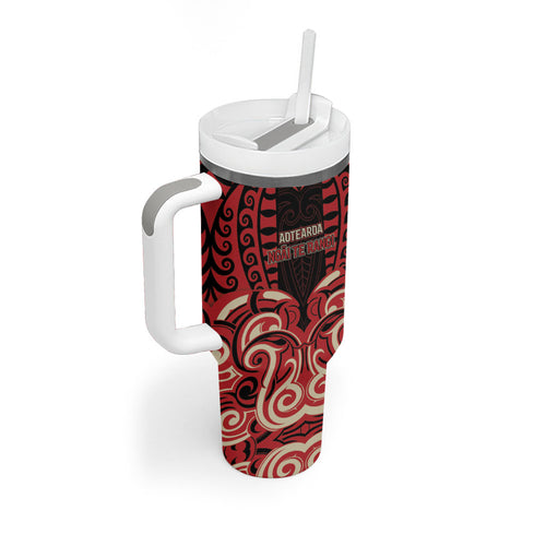 Custom Aotearoa Ngai Te Rangi Tumbler With Handle New Zealand Traditional Maori Pattern