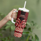 Custom Aotearoa Ngai Te Rangi Tumbler With Handle New Zealand Traditional Maori Pattern