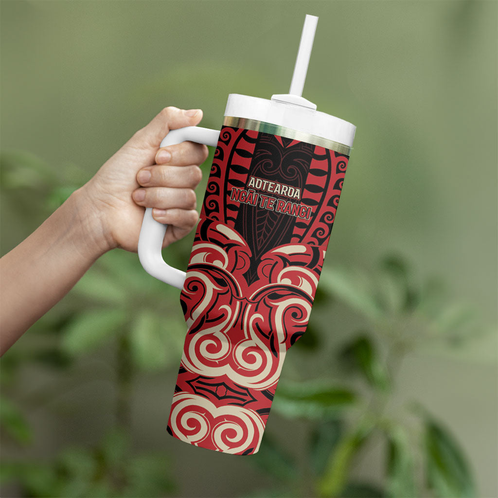 Custom Aotearoa Ngai Te Rangi Tumbler With Handle New Zealand Traditional Maori Pattern