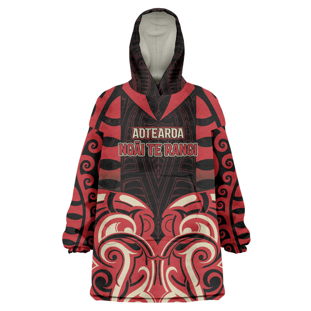 Custom Aotearoa Ngai Te Rangi Wearable Blanket Hoodie New Zealand Traditional Maori Pattern