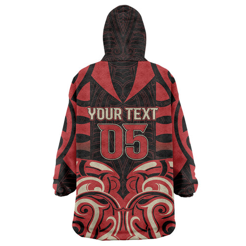 Custom Aotearoa Ngai Te Rangi Wearable Blanket Hoodie New Zealand Traditional Maori Pattern