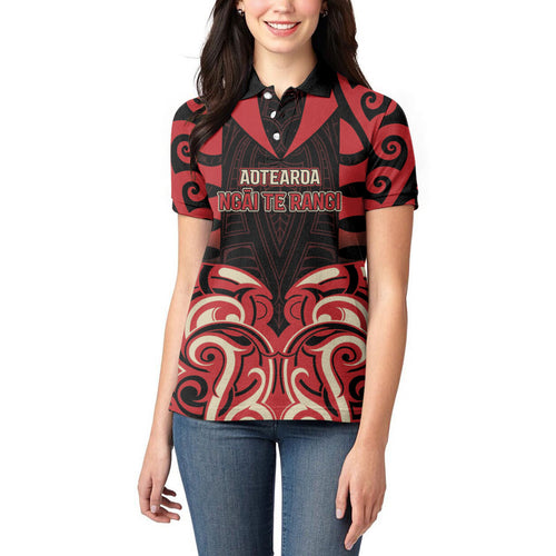Custom Aotearoa Ngai Te Rangi Women Polo Shirt New Zealand Traditional Maori Pattern