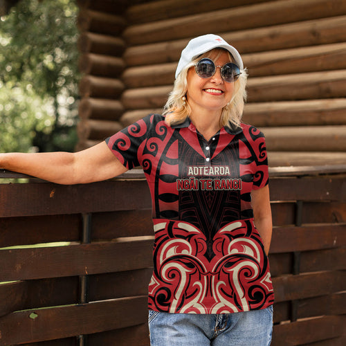 Custom Aotearoa Ngai Te Rangi Women Polo Shirt New Zealand Traditional Maori Pattern
