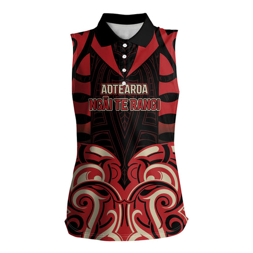 Custom Aotearoa Ngai Te Rangi Women Sleeveless Polo Shirt New Zealand Traditional Maori Pattern
