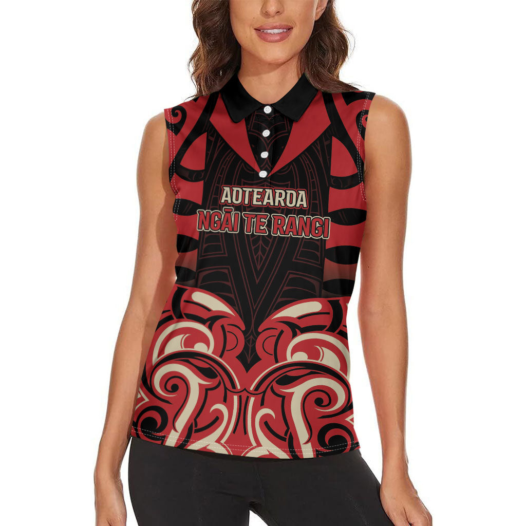 Custom Aotearoa Ngai Te Rangi Women Sleeveless Polo Shirt New Zealand Traditional Maori Pattern