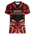 Custom Aotearoa Ngai Te Rangi Women V-Neck T-Shirt New Zealand Traditional Maori Pattern