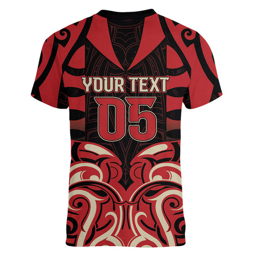 Custom Aotearoa Ngai Te Rangi Women V-Neck T-Shirt New Zealand Traditional Maori Pattern