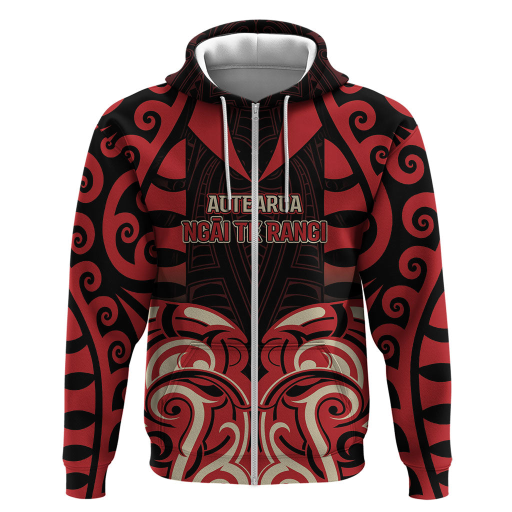 Custom Aotearoa Ngai Te Rangi Zip Hoodie New Zealand Traditional Maori Pattern