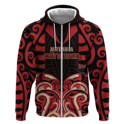 Custom Aotearoa Ngai Te Rangi Zip Hoodie New Zealand Traditional Maori Pattern