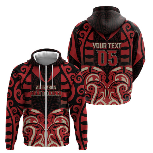 Custom Aotearoa Ngai Te Rangi Zip Hoodie New Zealand Traditional Maori Pattern