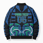 Custom Aotearoa Ngati Ranginui Bomber Puffer Jacket New Zealand Traditional Maori Pattern