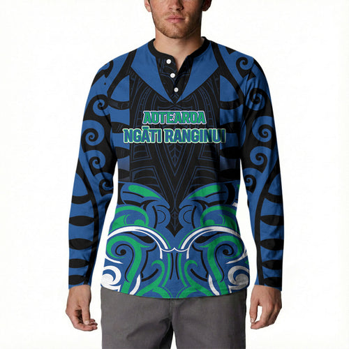 Custom Aotearoa Ngati Ranginui Button Sweatshirt New Zealand Traditional Maori Pattern