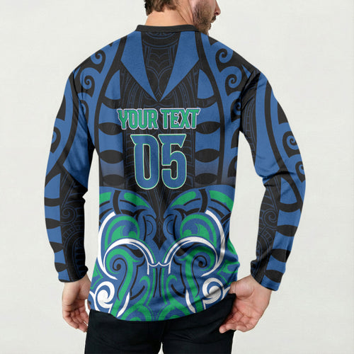 Custom Aotearoa Ngati Ranginui Button Sweatshirt New Zealand Traditional Maori Pattern