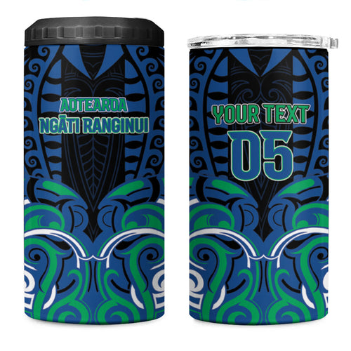Custom Aotearoa Ngati Ranginui 4 in 1 Can Cooler Tumbler New Zealand Traditional Maori Pattern
