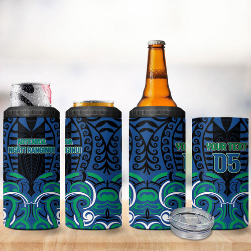 Custom Aotearoa Ngati Ranginui 4 in 1 Can Cooler Tumbler New Zealand Traditional Maori Pattern