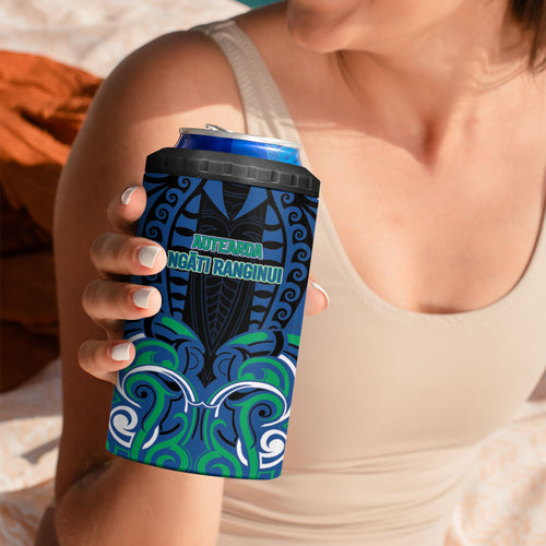 Custom Aotearoa Ngati Ranginui 4 in 1 Can Cooler Tumbler New Zealand Traditional Maori Pattern