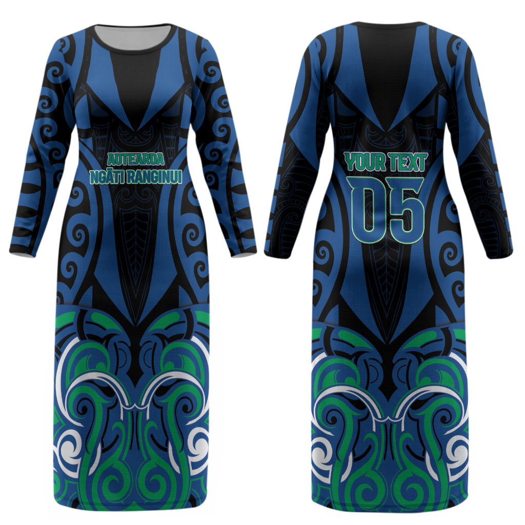 Custom Aotearoa Ngati Ranginui Couples Matching Long Sleeve Bodycon Dress and Hawaiian Shirt New Zealand Traditional Maori Pattern