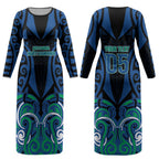 Custom Aotearoa Ngati Ranginui Couples Matching Long Sleeve Bodycon Dress and Hawaiian Shirt New Zealand Traditional Maori Pattern