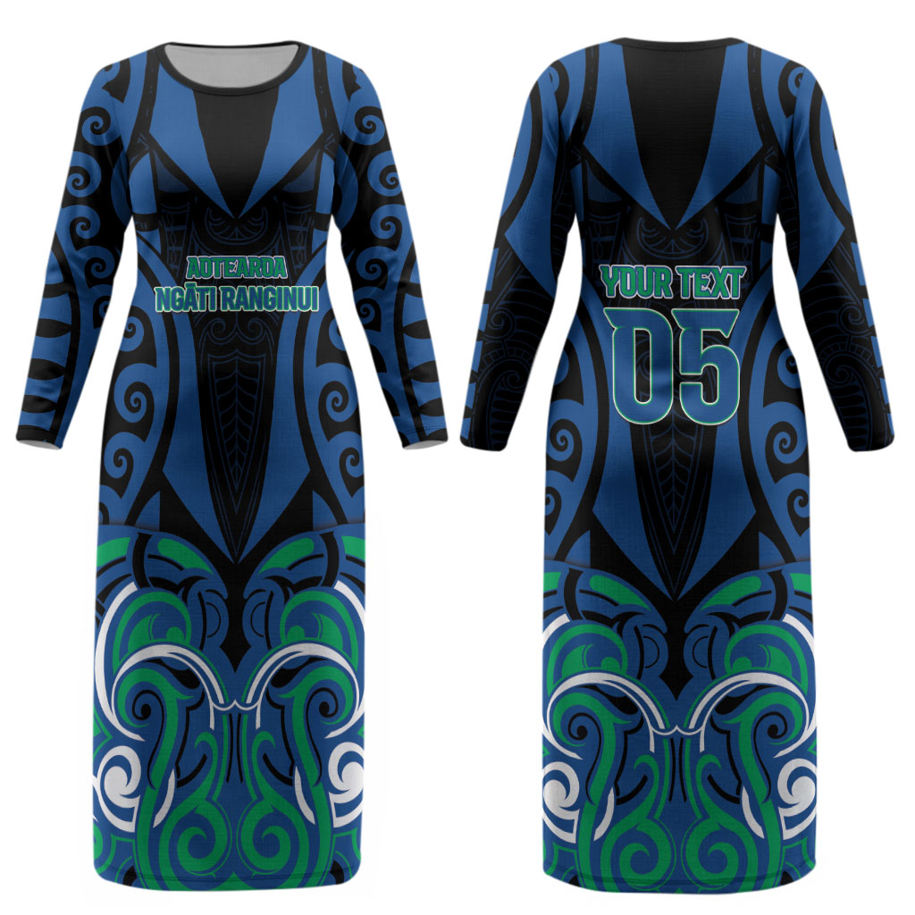 Custom Aotearoa Ngati Ranginui Couples Matching Long Sleeve Bodycon Dress and Long Sleeve Button Shirt New Zealand Traditional Maori Pattern