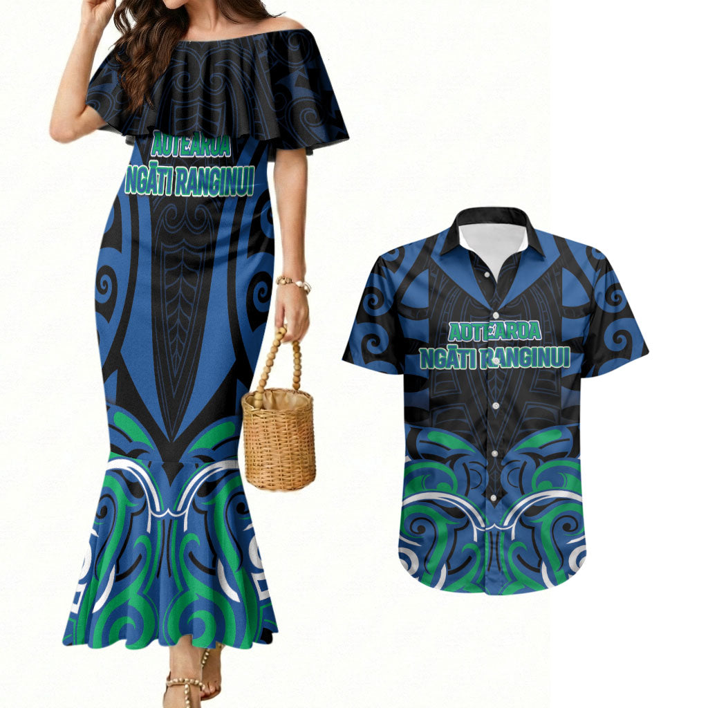 Custom Aotearoa Ngati Ranginui Couples Matching Mermaid Dress and Hawaiian Shirt New Zealand Traditional Maori Pattern