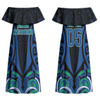 Custom Aotearoa Ngati Ranginui Couples Matching Off Shoulder Maxi Dress and Long Sleeve Button Shirt New Zealand Traditional Maori Pattern