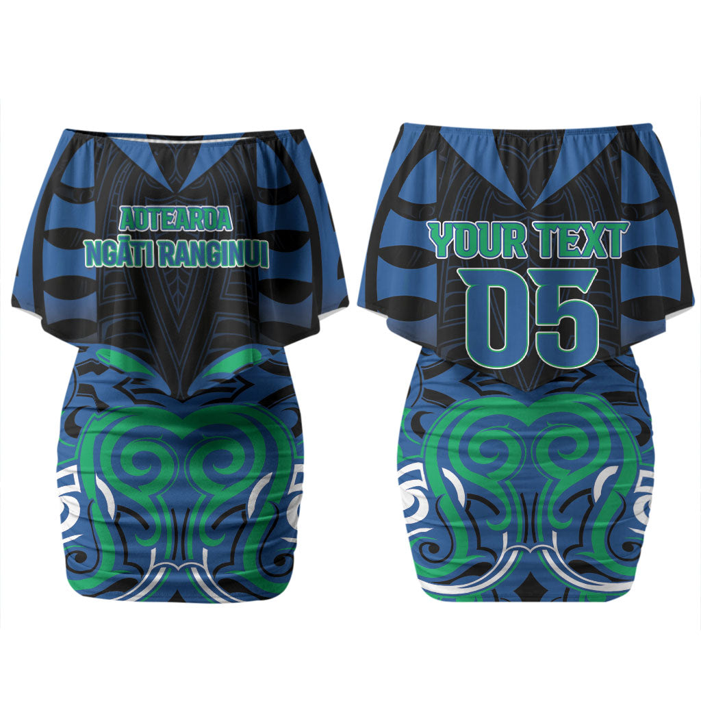 Custom Aotearoa Ngati Ranginui Couples Matching Off Shoulder Short Dress and Hawaiian Shirt New Zealand Traditional Maori Pattern