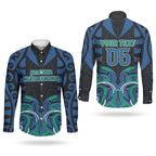 Custom Aotearoa Ngati Ranginui Couples Matching Puletasi and Long Sleeve Button Shirt New Zealand Traditional Maori Pattern