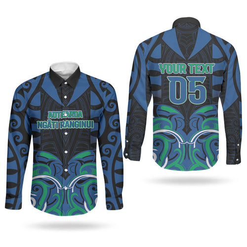 Custom Aotearoa Ngati Ranginui Couples Matching Puletasi and Long Sleeve Button Shirt New Zealand Traditional Maori Pattern