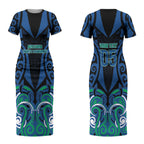 Custom Aotearoa Ngati Ranginui Couples Matching Short Sleeve Bodycon Dress and Long Sleeve Button Shirt New Zealand Traditional Maori Pattern