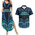 Custom Aotearoa Ngati Ranginui Couples Matching Summer Maxi Dress and Hawaiian Shirt New Zealand Traditional Maori Pattern
