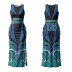 Custom Aotearoa Ngati Ranginui Couples Matching Tank Maxi Dress and Long Sleeve Button Shirt New Zealand Traditional Maori Pattern