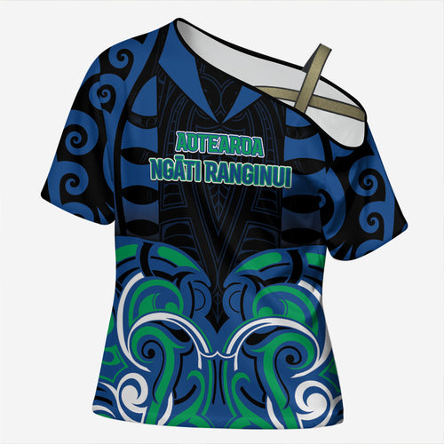 Custom Aotearoa Ngati Ranginui Cross Shoulder Shirt New Zealand Traditional Maori Pattern