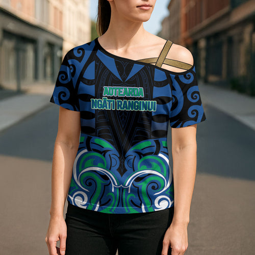 Custom Aotearoa Ngati Ranginui Cross Shoulder Shirt New Zealand Traditional Maori Pattern