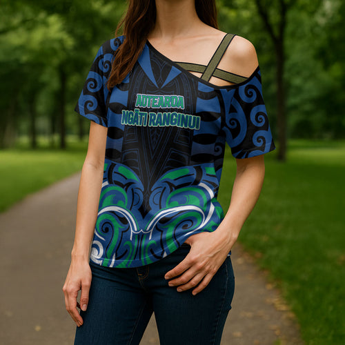 Custom Aotearoa Ngati Ranginui Cross Shoulder Shirt New Zealand Traditional Maori Pattern